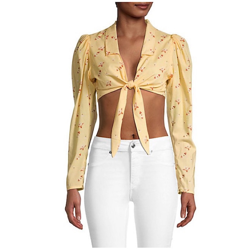 WeWoreWhat Bisou Floral Crop Top…Sz: L…Color: Yellow